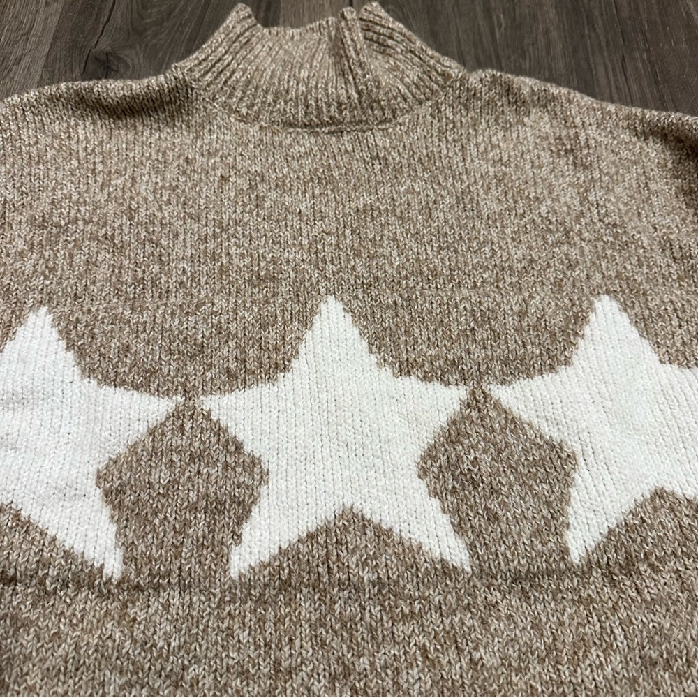 Lou & Grey Knit Long Sleeve Star Alpaca Blend Turtleneck Sweater Women's L XL - Picture 2 of 9